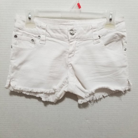 Rue 21 shorts 1/2 colored denim jean fray raw hems rhinestone detailing low rise - Picture 1 of 12
